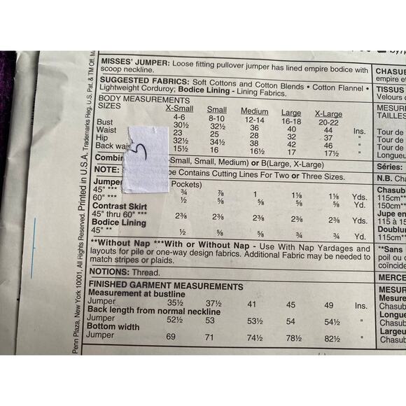 McCalls sewing pattern 9435 dress jumper patch pockets sz 4 6 8 10 12 14 - Picture 4 of 6